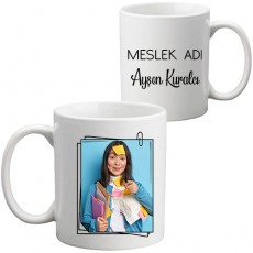 Yeni iş - Meslek Hediyesi Fotoğraflı Kişiye Özel İsim ve Unvan Baskılı Kupa Bardak