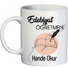 Edebiyat Öğretmenine Hediye İsimli Kupa Bardak - Öğretmenler Günü Hediyesi