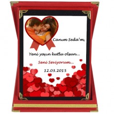 Sevgiliye Hediye Fotoğraflı Minik Kalpler Sevgili Plaketi