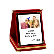 Fotoğraflı Kişiye Özel Kırmızı Kadife Plaket (9x12 cm)