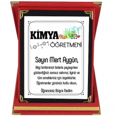 Kimya Öğretmenine Hediye İsim Baskılı Plaket - Öğretmenler Günü Hediyesi