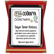 Coğrafya Öğretmenine Hediye İsim Baskılı Plaket - Öğretmenler Günü Hediyesi