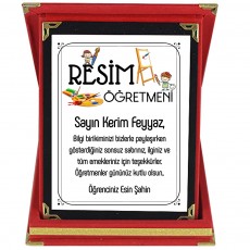 Resim Öğretmenine Hediye İsim Baskılı Plaket - Öğretmenler Günü Hediyesi