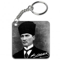 Kemal Atatürk İmzalı ve Atatürk Fotoğraflı Anahtarlık