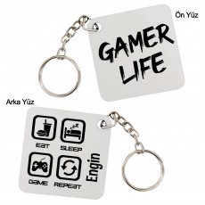Gamer Life Oyuncuya Hediye İsimli Kişiye Özel Anahtarlık