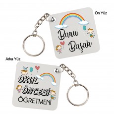 Okul Öncesi Anaokulu Anasınıfı Öğretmenine Öğretmenler Günü Hediyesi İsimli Anahtarlık 