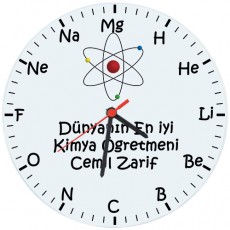 Kimya Öğretmenleri için Hediyelik Saat - Öğretmenler Günü Hediyesi (Cam 29cm)