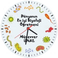 Biyoloji Öğretmenleri için Hediyelik Saat - Öğretmenler Günü Hediyesi (Cam 29cm)