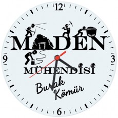 Maden Mühendisine Hediye İsimli Cam Duvar Saati