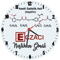 Eczacıya Hediye İsimli Aspirin Temalı Cam Duvar Saati