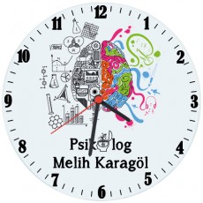 Psikolog Hediyesi İsimli Ofis Cam Duvar Saati