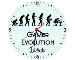 Gamer Evolution Oyuncuya Hediye İsimli Duvar Saati
