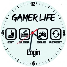 Gamer Life Oyuncuya Hediye İsimli Duvar Saati