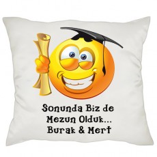 Mezuniyet Hediyesi - Erkek Emoji Mesajlı Yastık