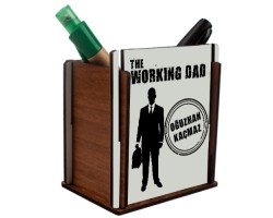 Babalar Günü Hediyesi "The Working Dad" İsimli Ahşap Kalemlik